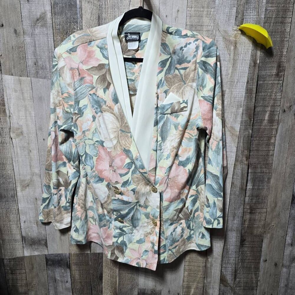 Jenny Vintage 80s Floral Double Breasted Blazer Coquette Cottagecore Femme